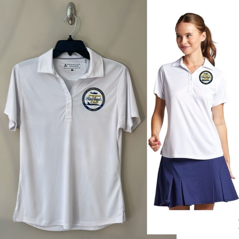 Blue Angels Ladys Polo Shirt NEW 75th Anniversary Logo Bermuda Sands Size Medium